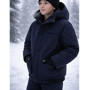 Canada Weathergear Boys Black Heavy  Parka Bomber Jacket XL Detachable Hood